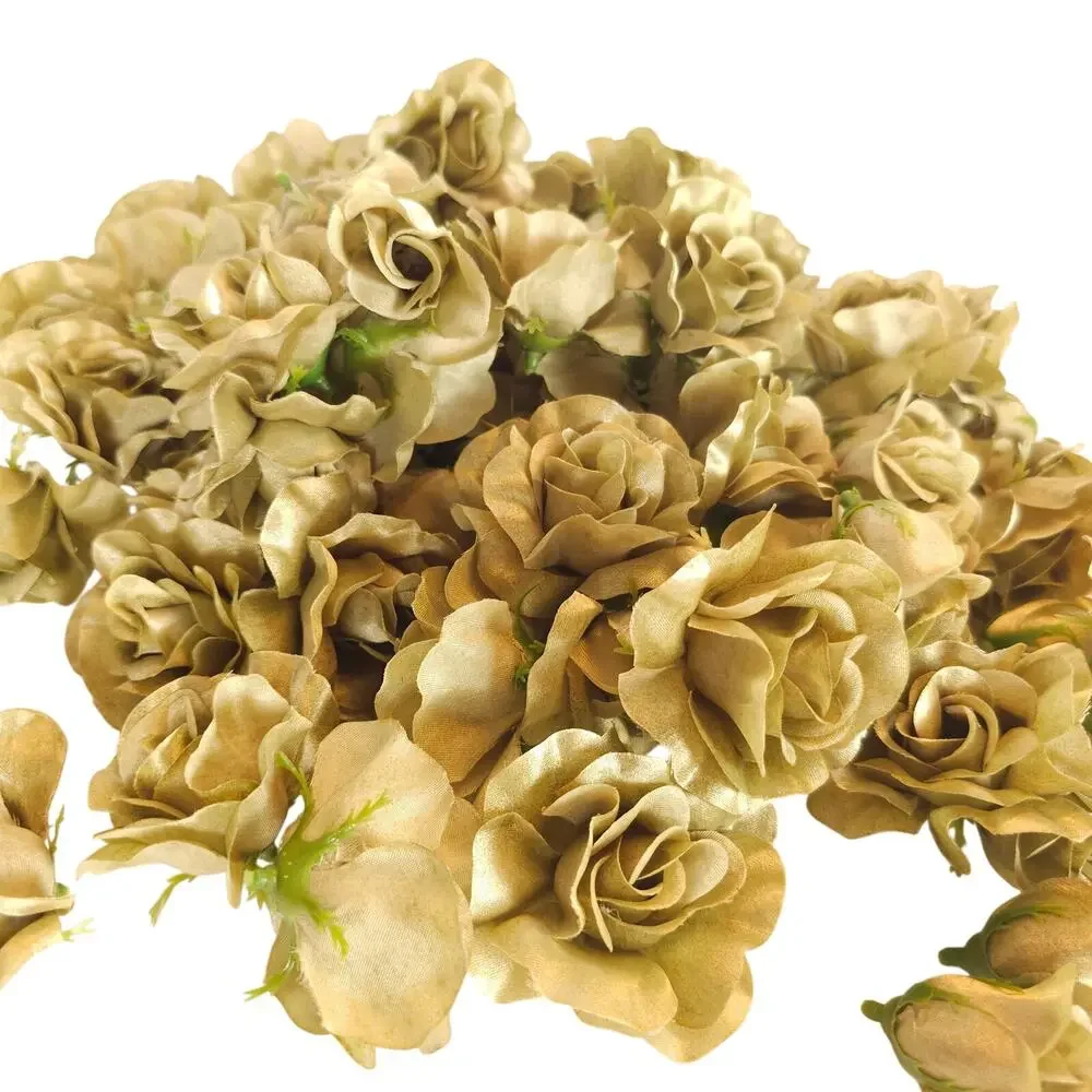 105 Moss Olive Green Satin Rose Heads Lot Open Roses Buds Stemless Wedding Craft